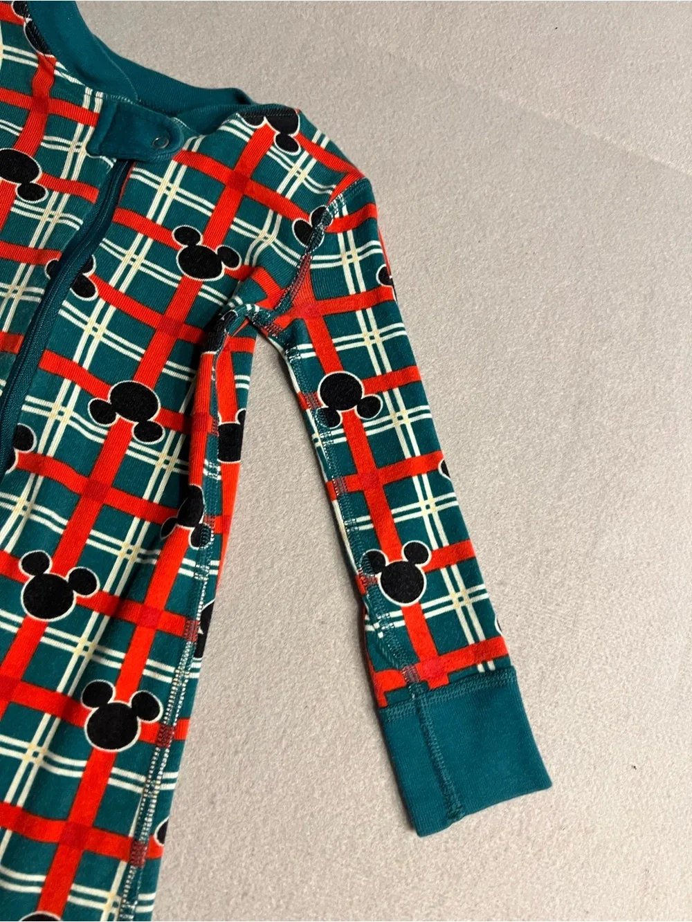 Hanna Andersson Disney Mickey Mouse Plaid Zip Sleeper Organic Cotton Size 3T